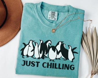 Funny Penguin Shirt, Comfort Colors Graphic Shirt, Penguin Graphic Tee, Funny Animal Shirt, Trendy Sweatshirt, Self Care Gift