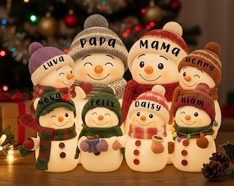 Personalized Snowman Family LED Light Box, Custom Snowman Family Light, Gifts for Grandparents, Family Christmas Gift, Keepsake for Family