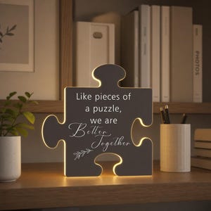 Custom Puzzle Piece Light Box, Thank You Gift for Coworker, Appreciation Gift, Employee Leaving Gift, Gifts for Mentor, Office Desk Decor
