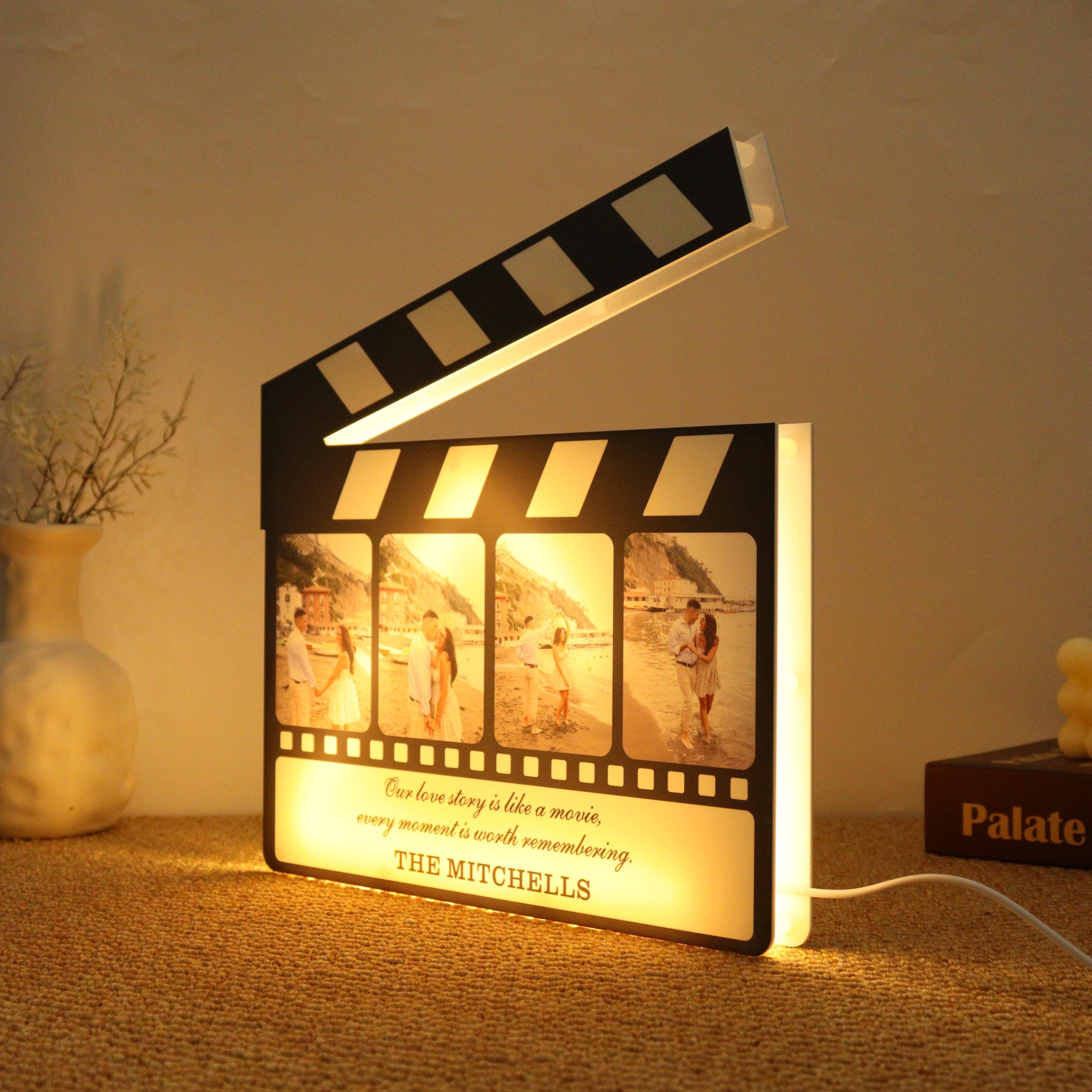 Clapper Box Design Personalized Movie Clapper Photo Light Box, Custom Photo Collage Film ...