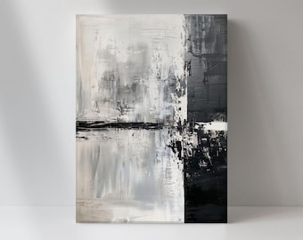 Minimal Black and White Abstract Art Print – Neutral Modern Wall Decor – High-Resolution Digital Download