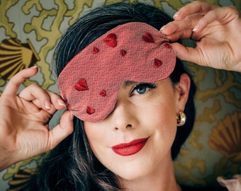 Red Heart Lingerie Sleep Mask Eye Pillow Gift Mother's Day Gift / REBELLE Sleep Mask - Rouge