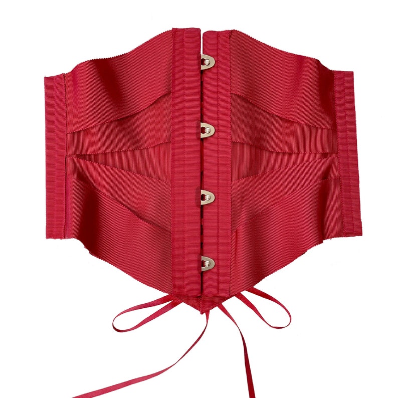 Sexy Rotes Korsett Pinup Taillen Cincher Vegan Vintage / REBELLE Ribbon Korsett Rouge Bild 8