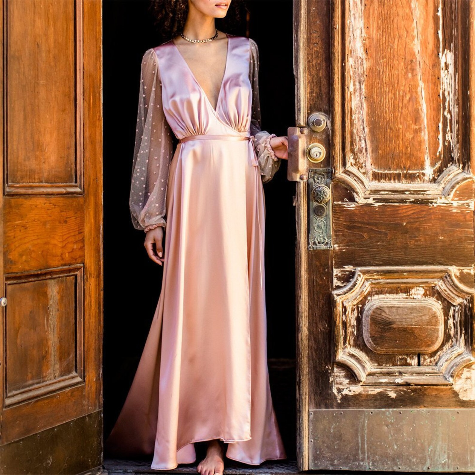 Шелковое Розовое Платье фото 3