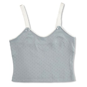 1990s Crop Top Blue Bridal Pastel Spring Mother's Day Lingerie Camisole Tee / PASTILLE Cropped Cami Cassis image 4