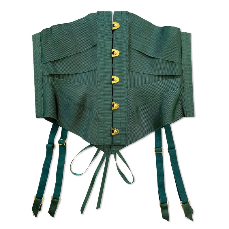 Forest Hunter Grünwald Korsett Vintage Vegan Strumpfhalter Gold Pinup / REBELLE Luxe Ribbon Korsett Forêt Bild 5