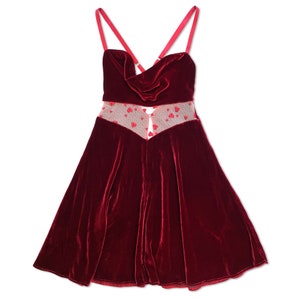 Mother's Day Slip Dress Red Heart Lingerie Dress Velvet Gown Boudoir Burlesque / REBELLE Short Gown Rouge image 5