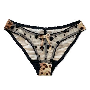 Retro Velvet Cheetah Lingerie Pinup Rockabilly Heart Gamba alta anni '90 / REBELLE Hi Leg Knicker Miaou immagine 6