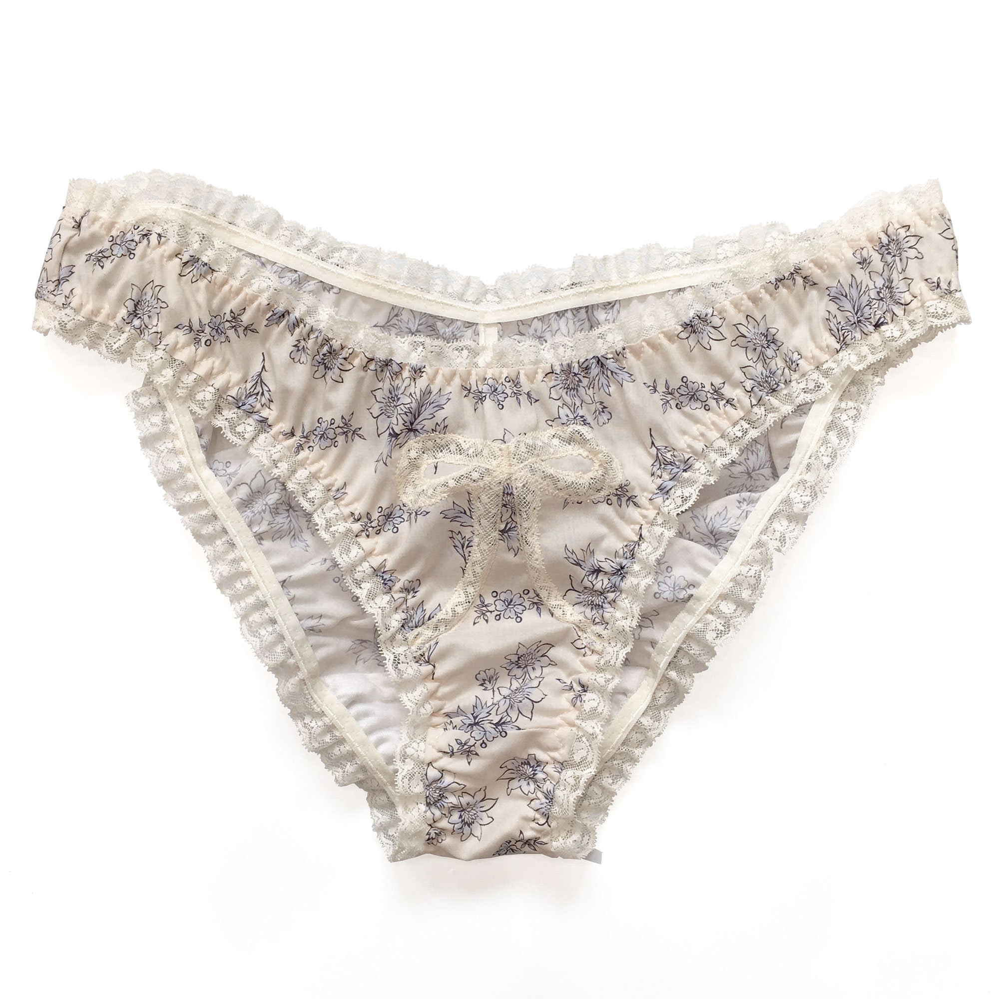 [SALTY FLOWER]★RIBBON PANTIES Ruffly Cotton Lingerie Floral Bow Panties Lace Bride