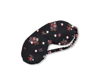Mother's Day Gift Rainbow Lingerie Gift Sleep Mask Black Silk Floral Polka Dot Lace Nap / OLYMPE Sleep Mask - Posy