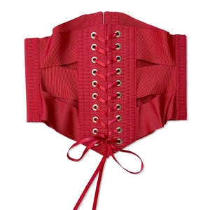 Sexy Rotes Korsett Pinup Taillen Cincher Vegan Vintage / REBELLE Ribbon Korsett Rouge Bild 7