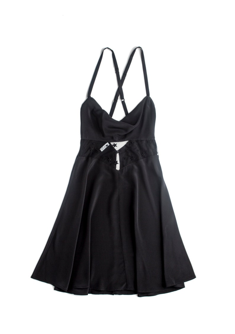 Slip Dress Silk Lingerie Black Chemise Star Date Night Party Dress Mother's Day / JANUS Short Gown Jet image 3