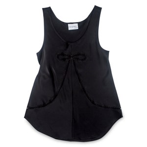 Silk Lingerie Black Tank Top Bow Everyday Camisole Mother's Day Gift / JANUS Deco Camisole Jet image 4