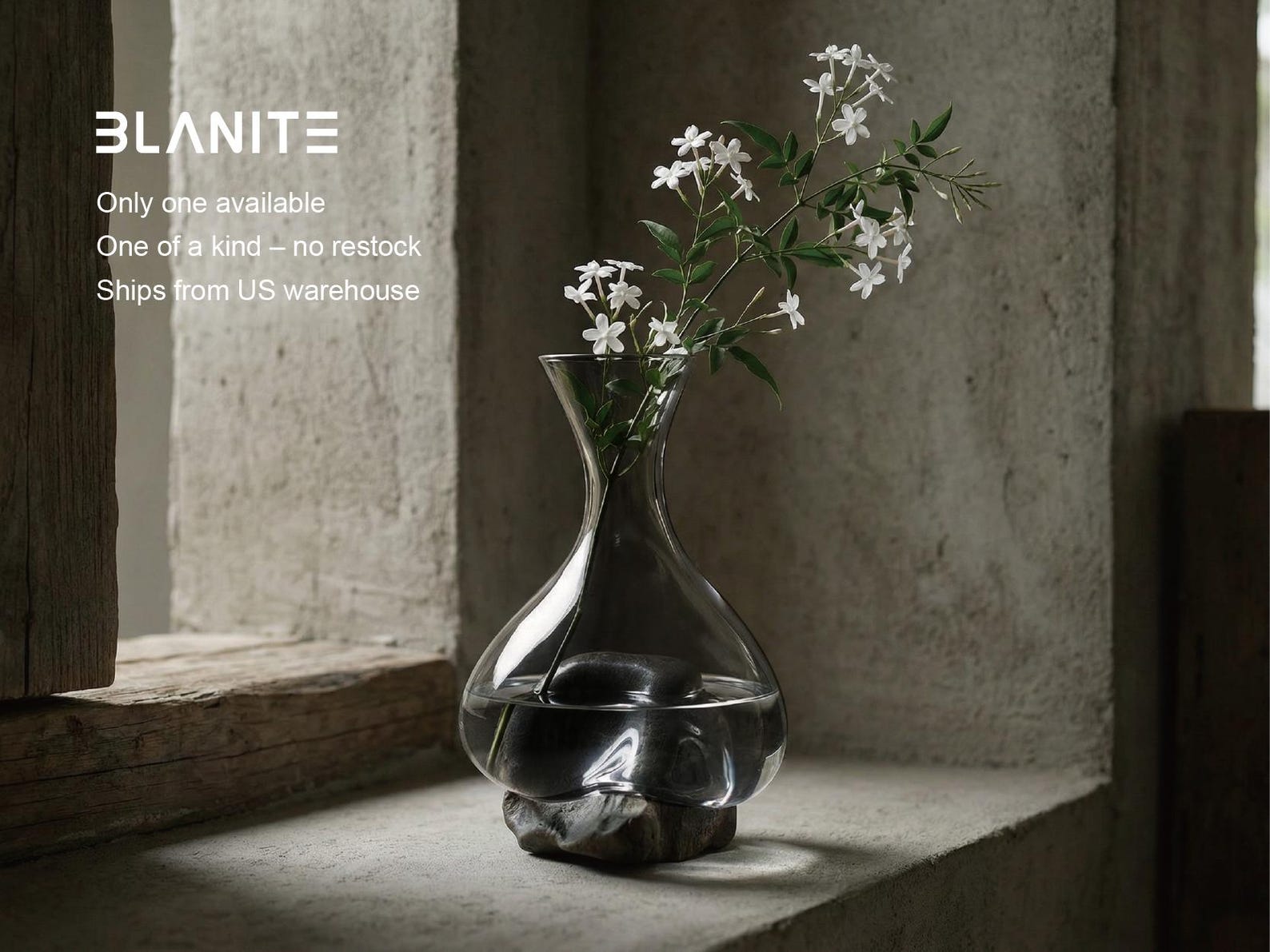 Crystal Stone Vase – Unique One-of-a-Kind Gift for Her – Home Decor Accent – Tabletop Vase