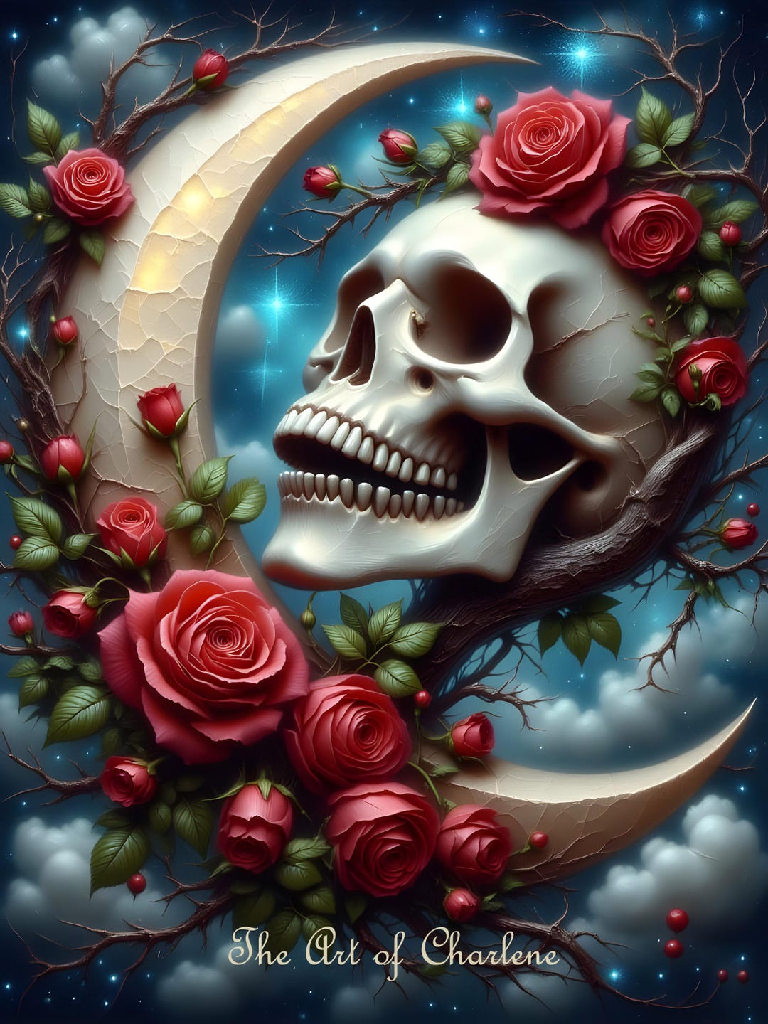 Skull Box With Roses Skull With Roses - Art Print - Etsy