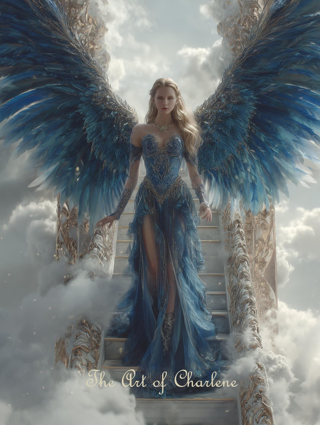 Angel on the Stairway to Heaven - Art Print - Etsy