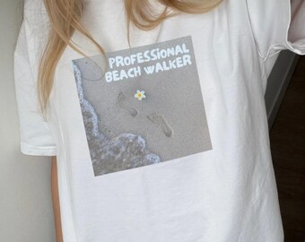 Professional Beach Walker T-Shirt, Sandy Footprint Gift, Walking Humor