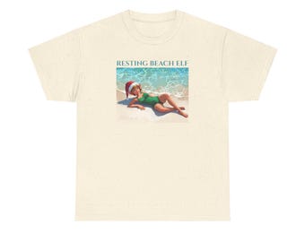 Resting Beach Elf T-Shirt, Pinup Elf, Summer Christmas Tee, Sexy Elf Shirt