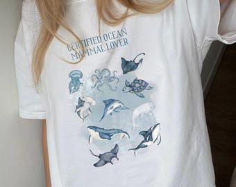 Certified Ocean Mammal Lover T-Shirt, Marine Life Tee, Ocean Animal Lover Gift