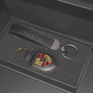 Porsche Leather Keychain: Car Crest Key Ring - German Made
