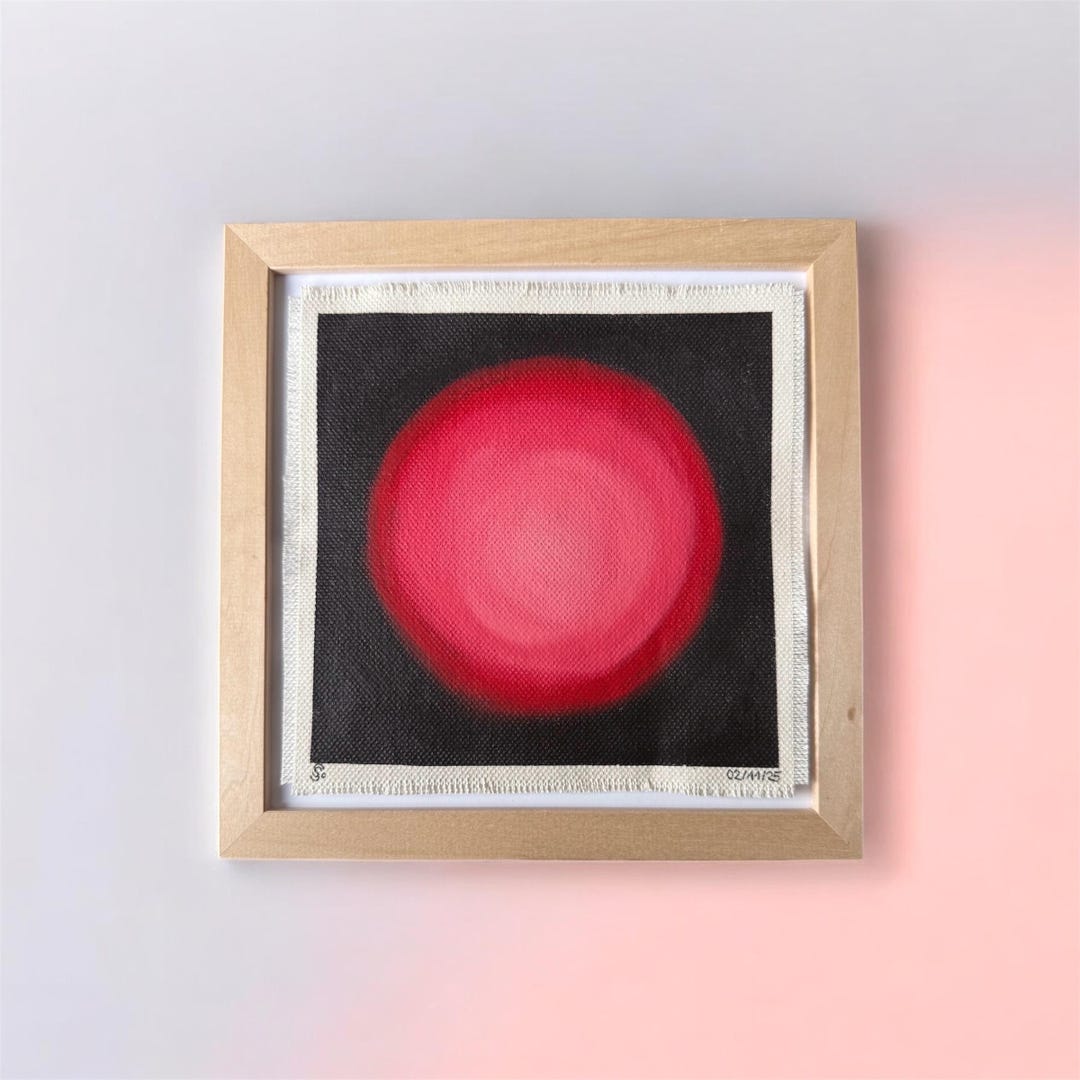 Red Orbit — Gradient Oil Painting – Oil Pastel on Raw Canvas, Framed - Etsy