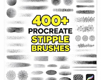 Plus de 400 pinceaux pointillés Procreate | Ensemble de pinceaux pour dégradé de points, pinceaux Dotwork style tatouage, pinceaux pour texture grain d'encre, pinceaux pour dégradés Procreate