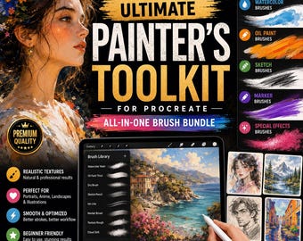 Ultimate Procreate Brushes Bundle • Watercolor, Oil Paint, Sketch & Marker Brushes for iPad Digital Painting • Realistic Art Toolkit