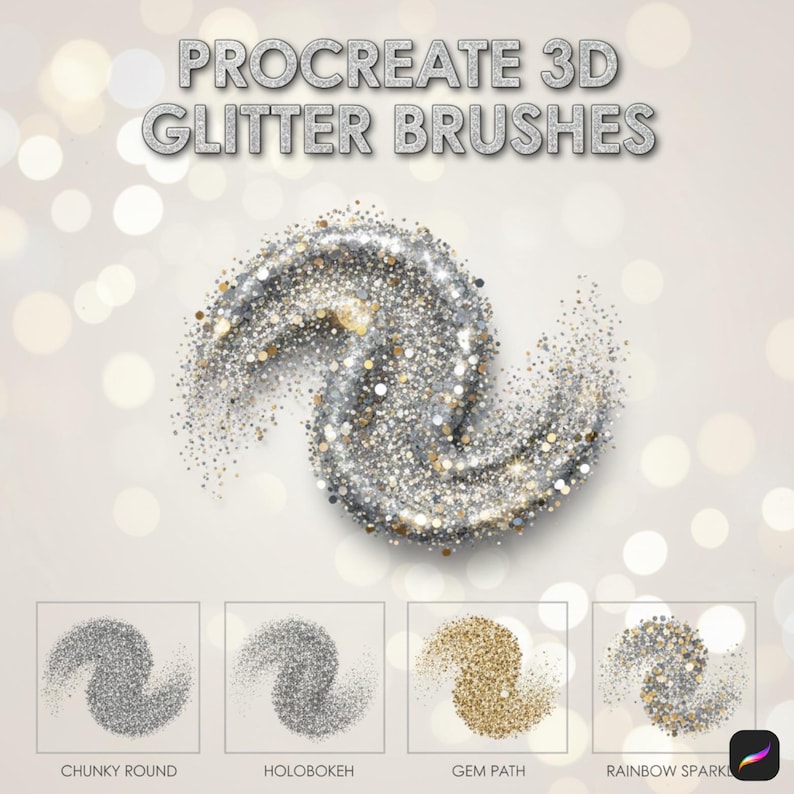 1000+ Procreate Glitter and Sparkle Brushes Mega Bundle | Neon, Glow ...