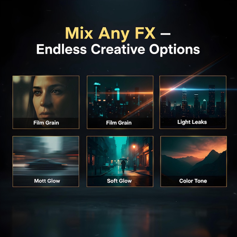 Premium FX-förinställningar för DaVinci Resolve | Paket med filmeffekter och övergångar | Filmlook Edition bild 4