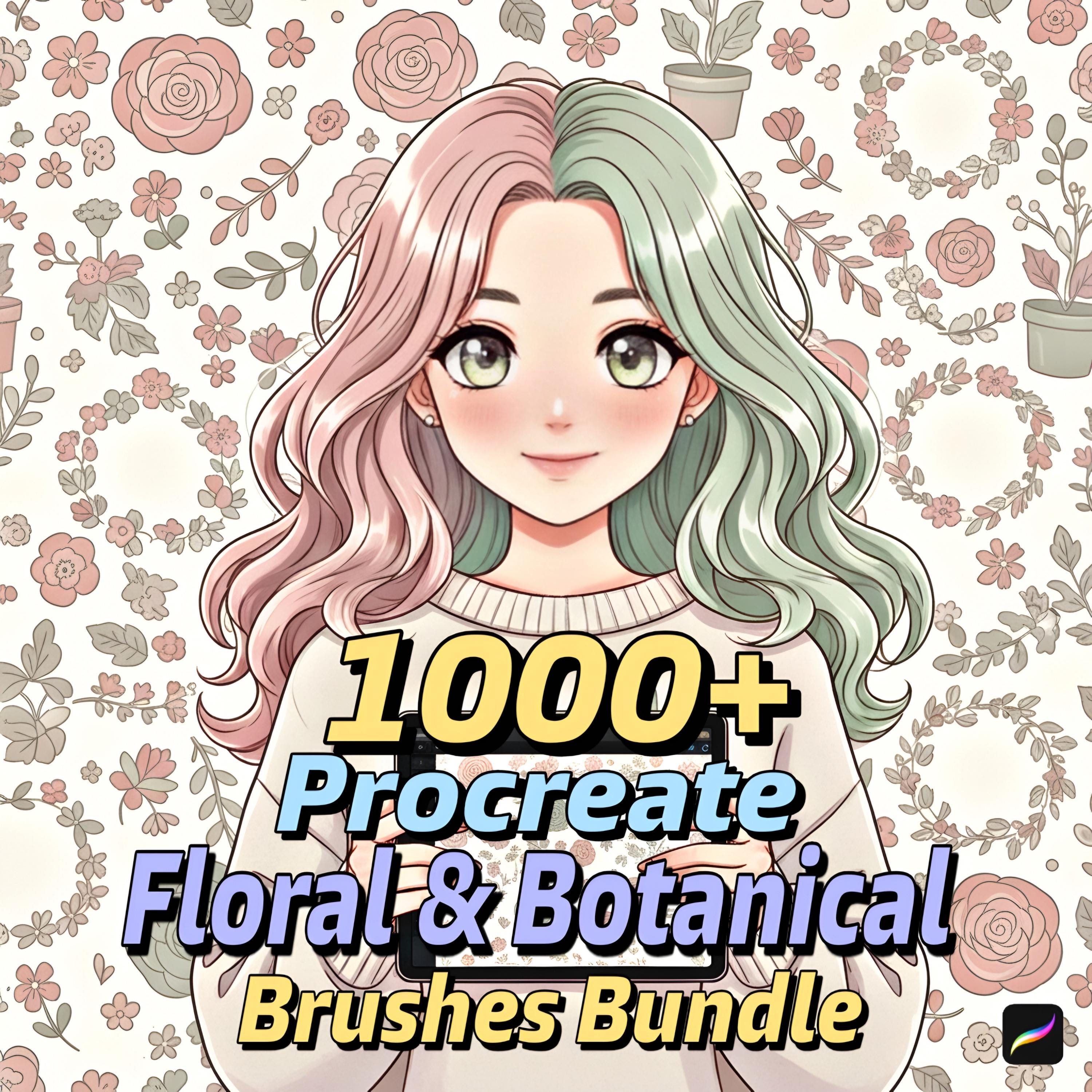 1000+ Procreate Floral and Botanical Stamp Brushes Bundle | Flower ...