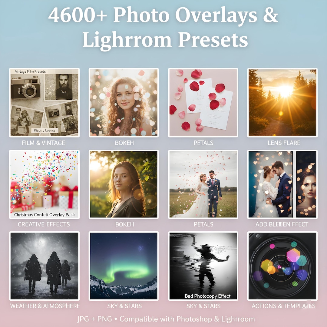 Mega Bundle 4600+ Photo Overlays and Lightroom Presets | Cinematic ...