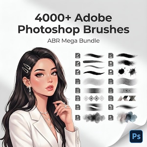Mega Bundle di oltre 4000 pennelli per Photoshop e Illustrator / Texture, Illuminazione, Tecnologia, Cartoni animati, Artistici, Halloween ed effetti bonus
