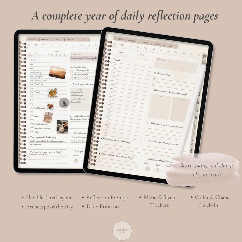Digital Journal for Goodnotes Notability, Minimalist Planner, Simple Mindfulness - Daily Reflection Pages, Productivity, Habits, Goals image 3