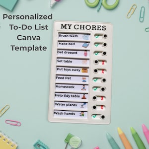 Kids To Do List Template, Chore Chart for Kids Printable, Morning Routine Checklist, ADHD Friendly Task Template Personalised Canva Template
