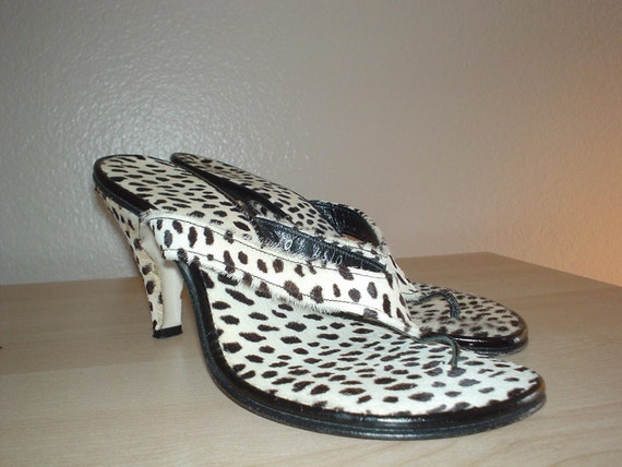 Cowhide JD Leopard Print 1950s Bad Girl High Heel… - image 1