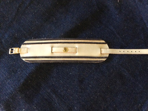 Deadstock White Leather 1960s Mod Watchband - image 1