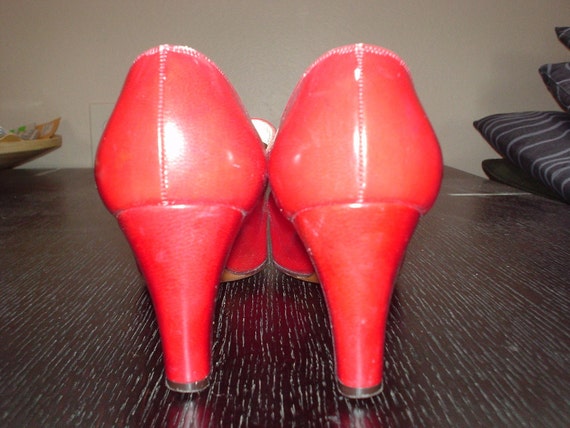 Red Leather Mod Mary Jane Shoes  6 1960s - image 2