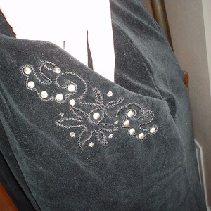 SALE! Jet Black 50s Velvet Skirt w/ Studs & Soutache Small Waist 26