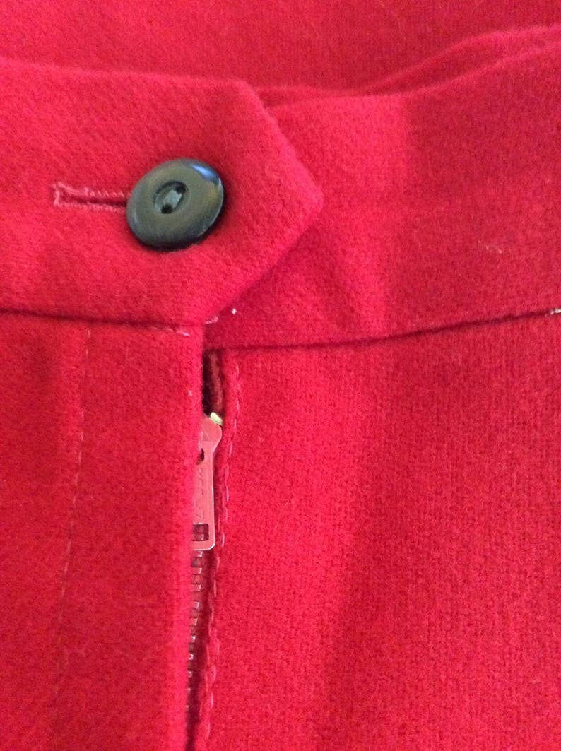 XS Red Wool Pencil Skirt image 3