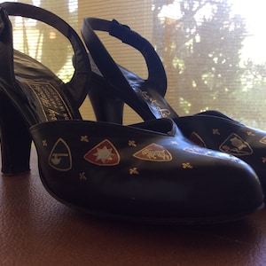 Herbert Levine Slingbacks Hand Painted Gorgeous 6m Black Leather