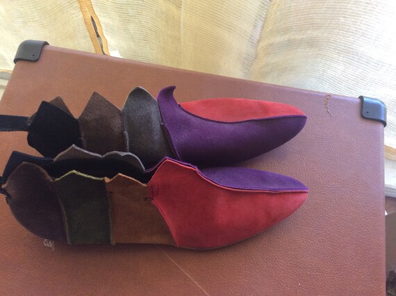 Deadstock 1960s Suede Patchwork Pixie Ankle Boots… - image 3