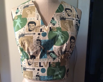 Elvis Presley Print Sun Top Blouse XS to Small Cotton