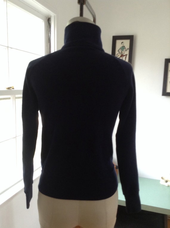 SALE! Dark Blue 1970s Track Top White Stripe Slee… - image 3