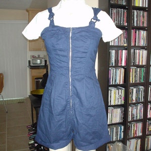 Blue Romper Pin Up Sun Suit Shorts  29 waist Zip Front