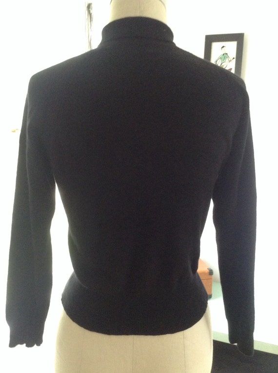 Softest Black Wool Pin Up Sweater Rhinestones Sma… - image 4