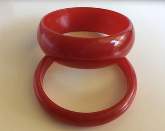 Thick Cherry Red Bakelite Bangle