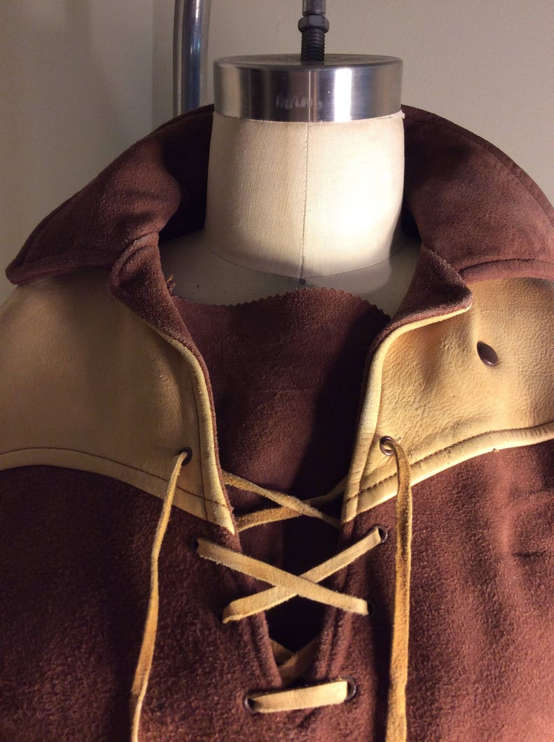 Suede Cowgirl Pullover Lace Front Brown and Cream