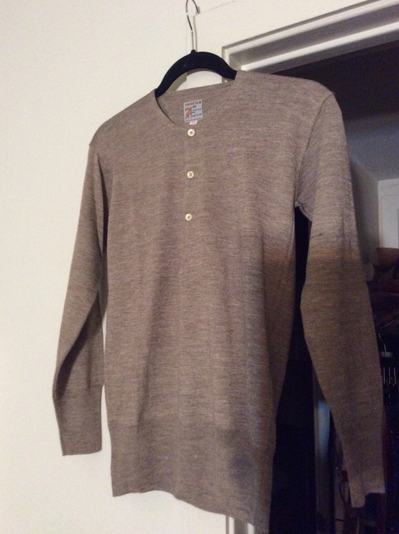 Deadstock New With Tags Wool Henley Work Shirt Un… - image 1