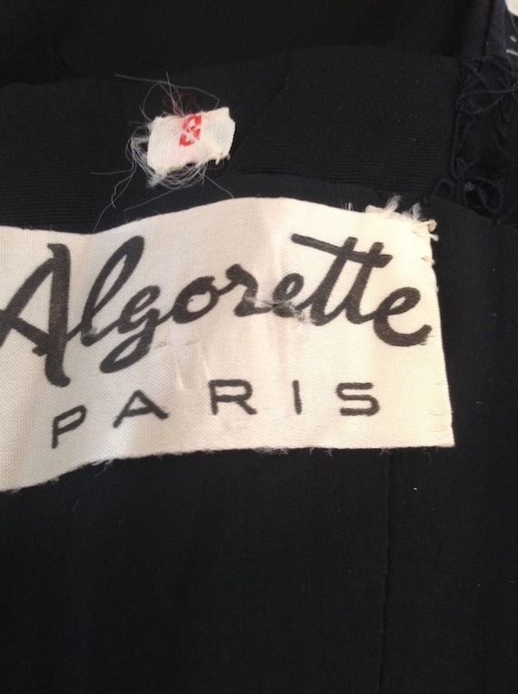 French Black Rayon Acetate Sheath Dress Slip XS B… - image 5