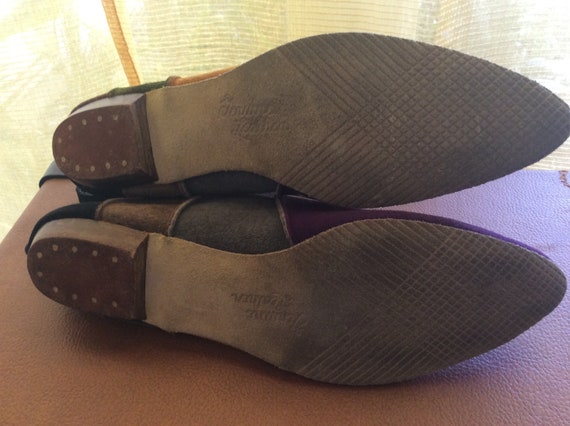 Deadstock 1960s Suede Patchwork Pixie Ankle Boots… - image 4